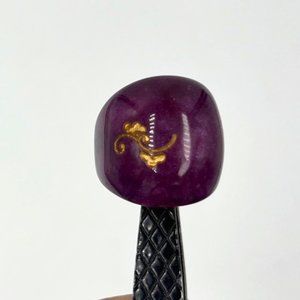 Migo Gallery (S. Korea) Purple and Gold Plastic Dome Ring with Box Size 7 to 7.5